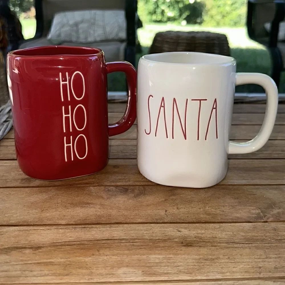 Rae Dunn Hoho, Santa Mugs Bundle (2)